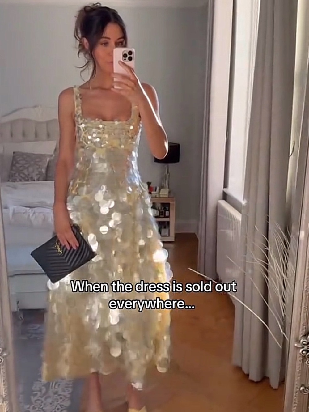 ARRANGE embellished disc sequin square neck full skirt midi dress